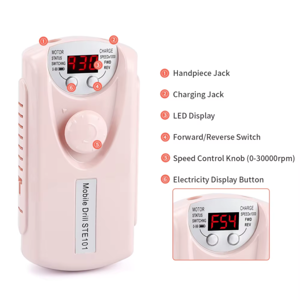 101 Portable Pedicure Manicure Kit Nail Polishing Machine Electric Nail Drill Machine - 图片 7